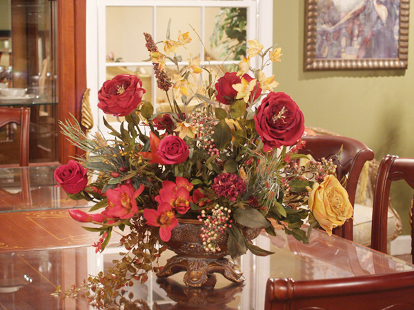 (image for) Red and Gold Silk Rose Arrangement AR102-120 TEXT_CLOSE_WINDOW